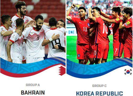 ترکیب  دو تیم کره جنوبی و بحرین مشخص شد