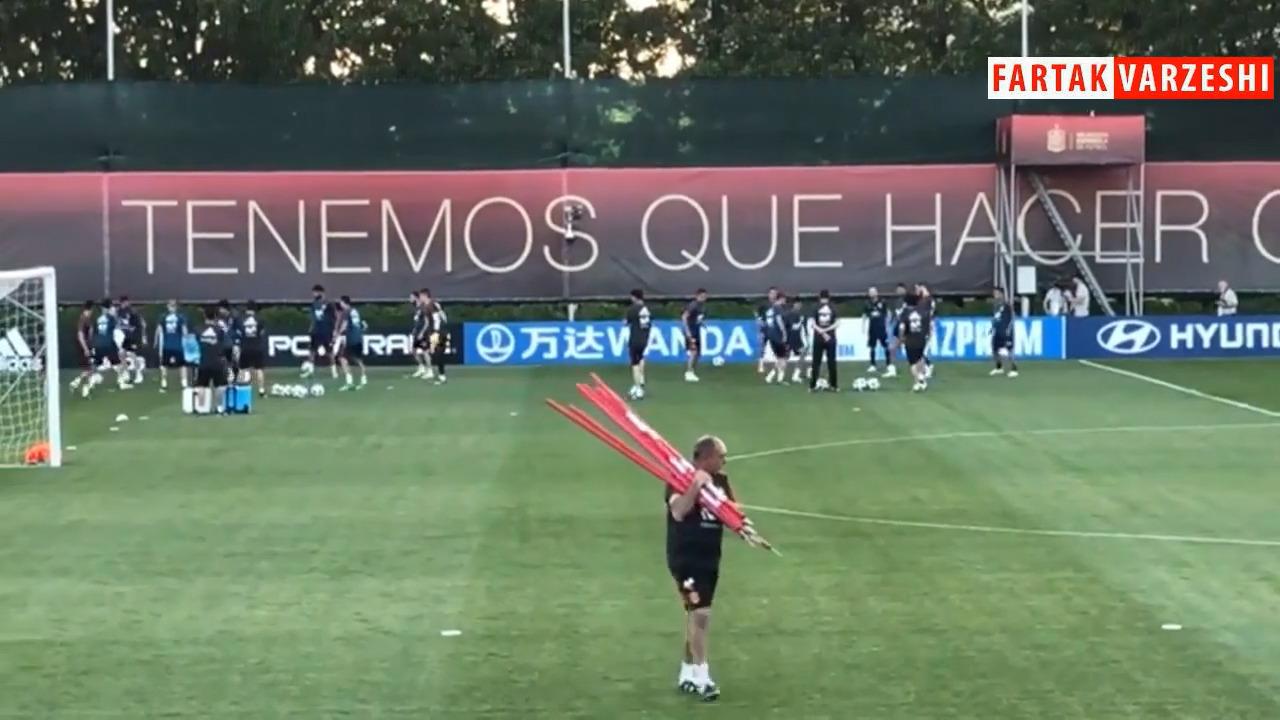 حضور هیرو در تمرین تیم ملی اسپانیا پس از اخراج لوپتگی + فیلم