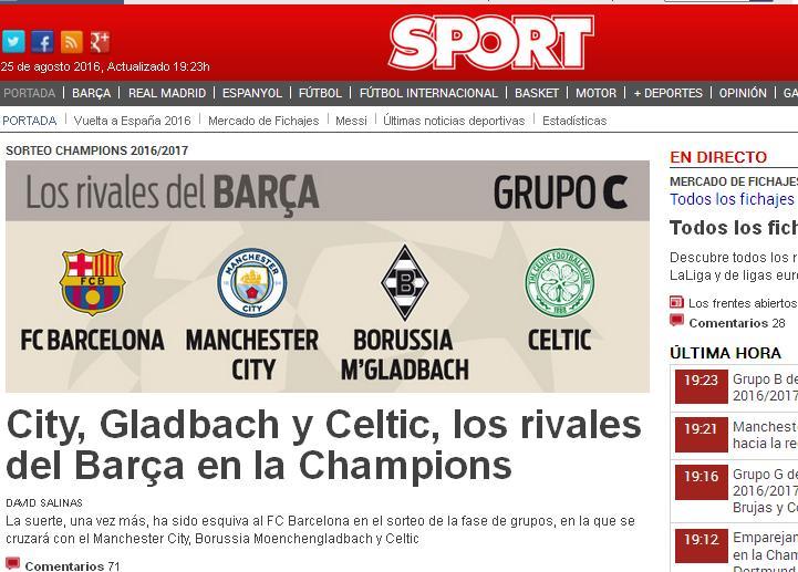  رسانه‌های بارسلونا به قرعه بارسا واکنش نشان دادند(عکس)

