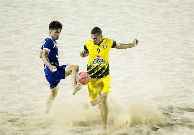 جدال تیم‌های اول و دوم لیگ برتر فوتبال ساحلی در بوشهر 