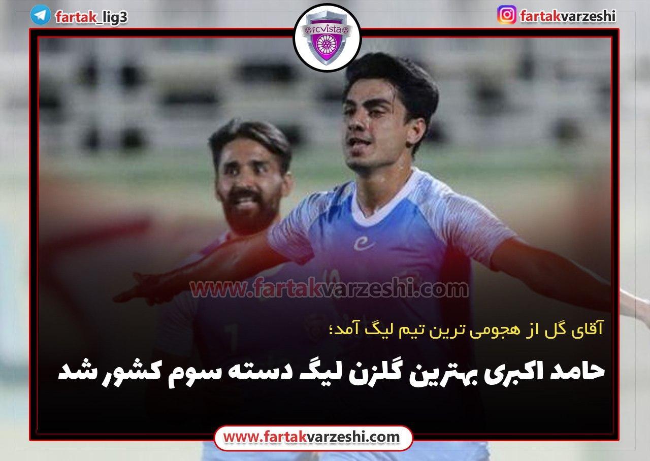 حامد اکبری پور بهترین گلزن لیگ دسته سوم کشور شد