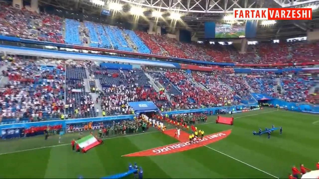 ورود و سرود تیم ملی ایران پیش از شروع بازی با مراکش + فیلم